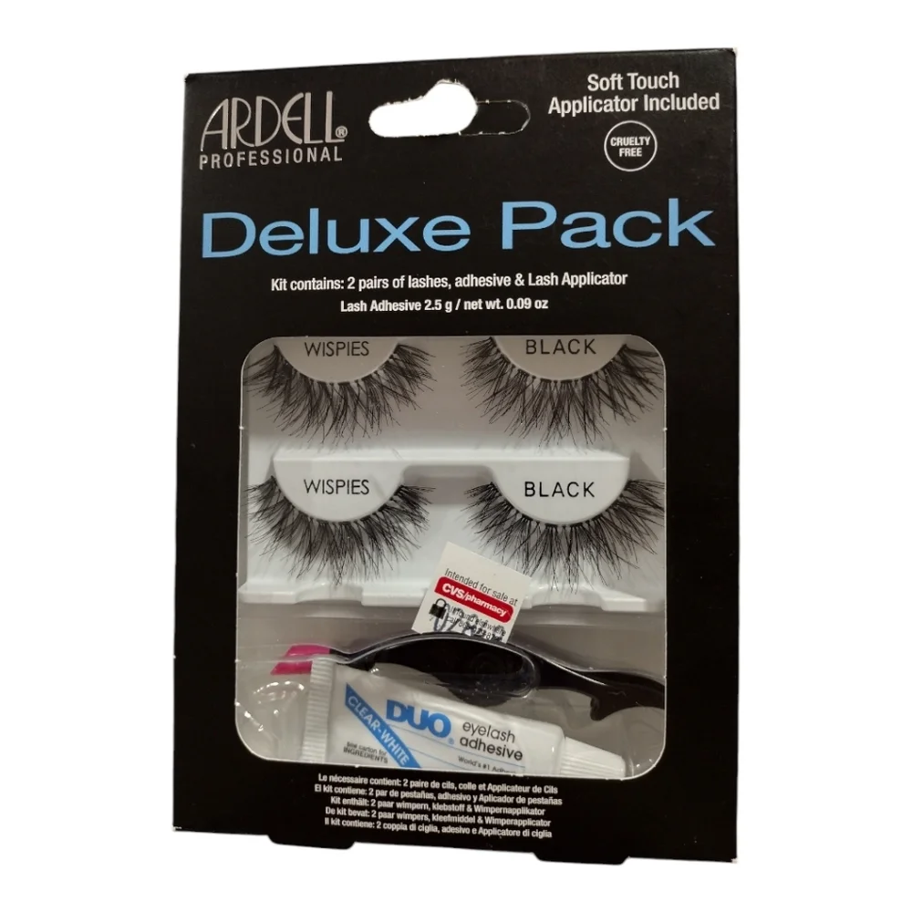 Ardell Professional Deluxe Pack Black Wispies Eye Lash Kit 2 Pair